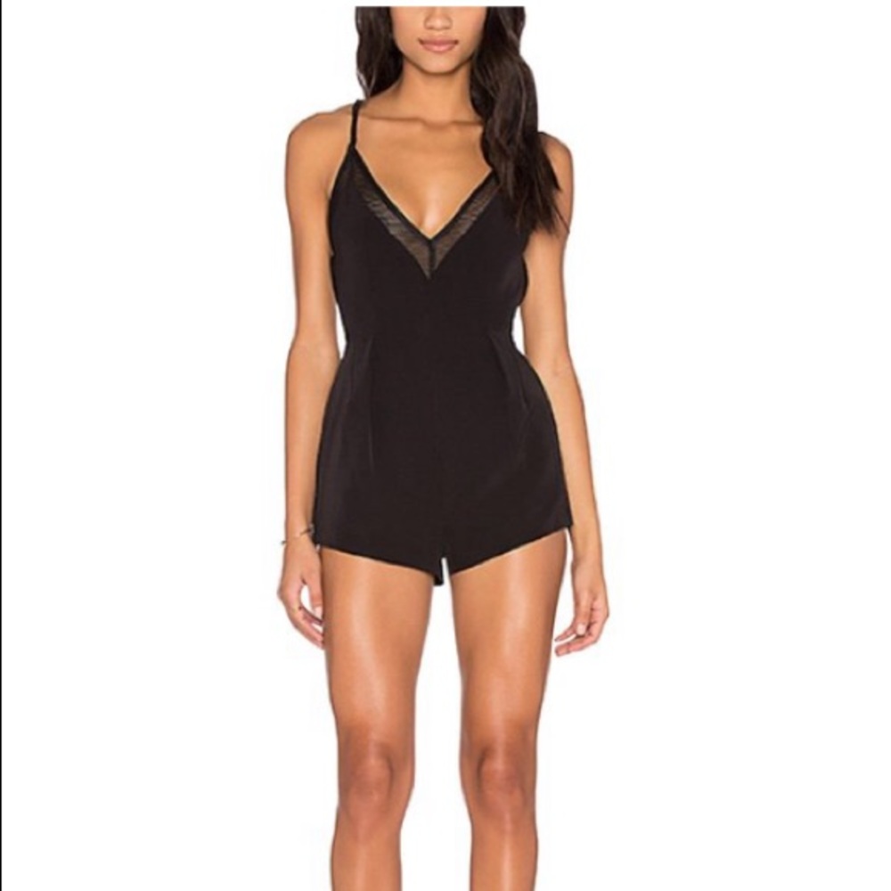 Kendall + Kylie Black Mesh Romper In Shorts
